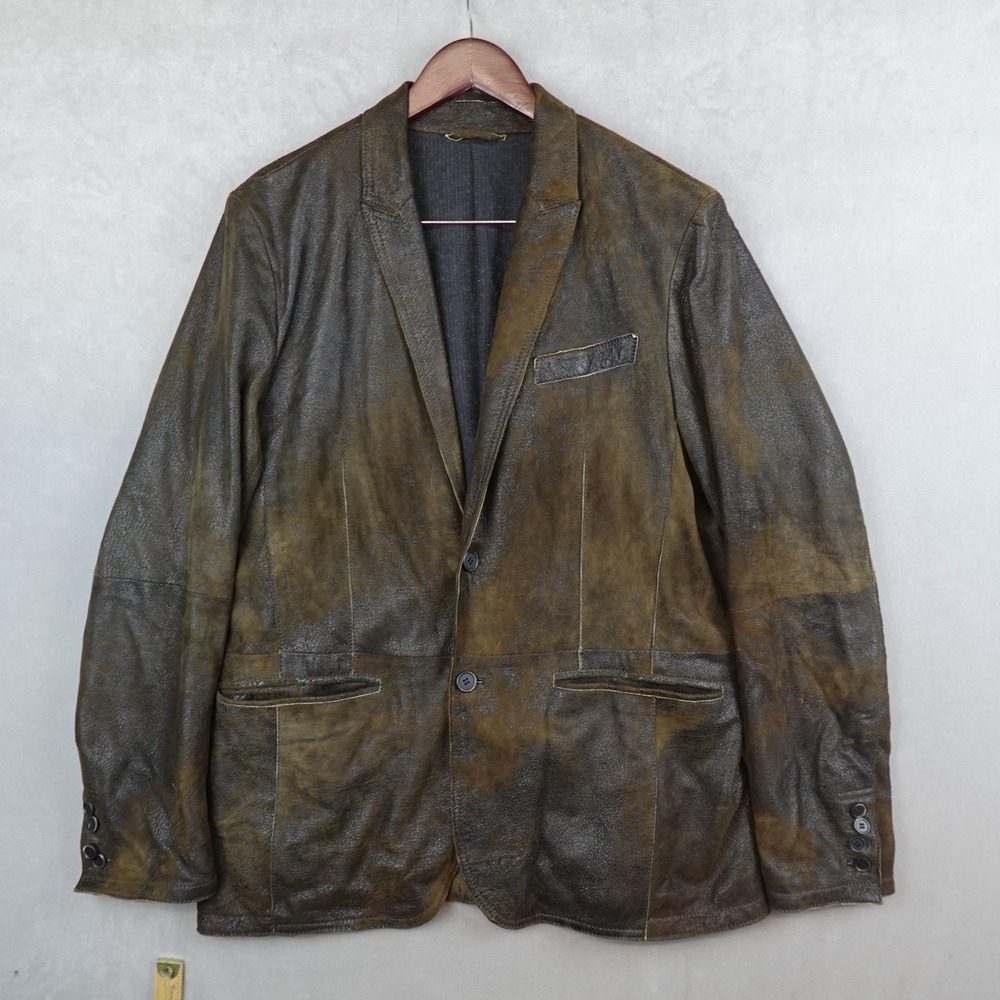 GIMOS Leather Jacket Sport Coat Men L 42R Distressed Petina GMS-75 Wool Lined